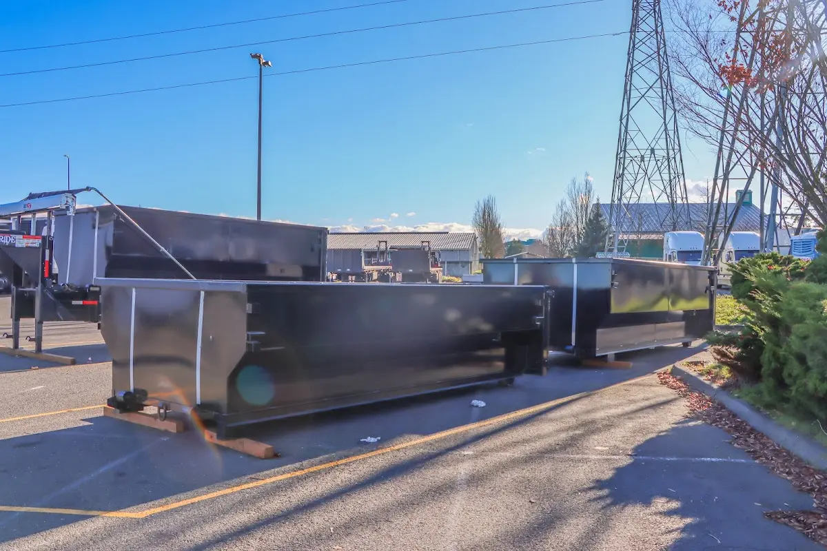 Roll-off dumpster ready for waste disposal at job site for Commercial Dumpster Rental in Shaler